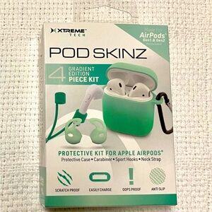 NEW Pod Skinz gradient edition 4 piece set Apple Air Pods case green ombre